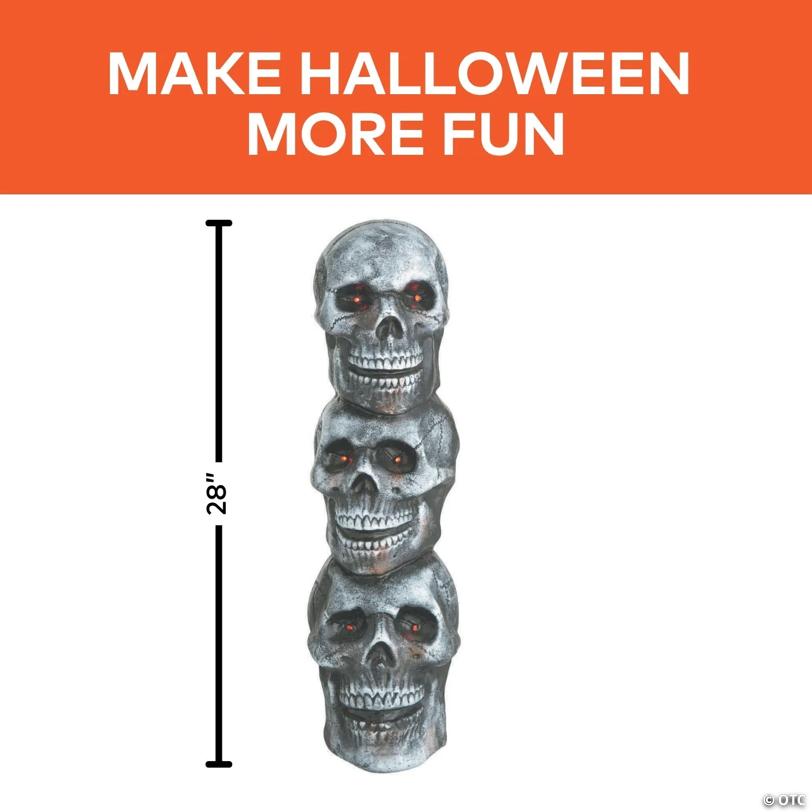 28" Light-Up LED Blow Mold Stack of Skulls Halloween Decoration