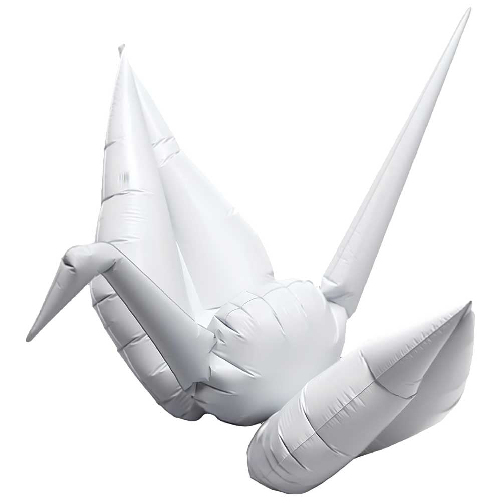Foil Balloon Origami Crane Metallic White