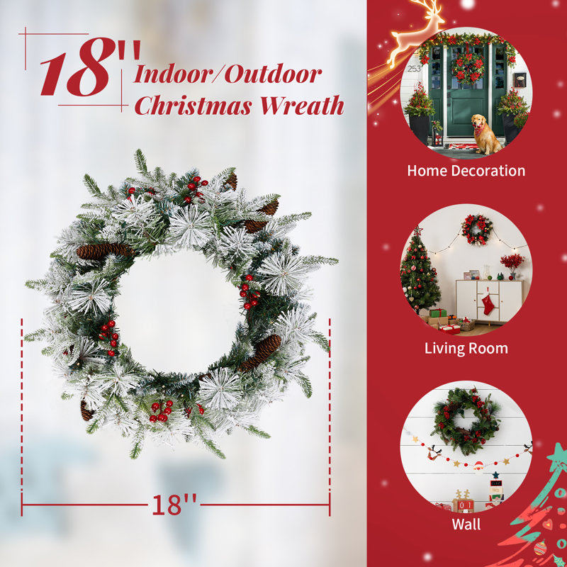 48" Pre-Lit Ornament Christmas Wreath displayed on a front door