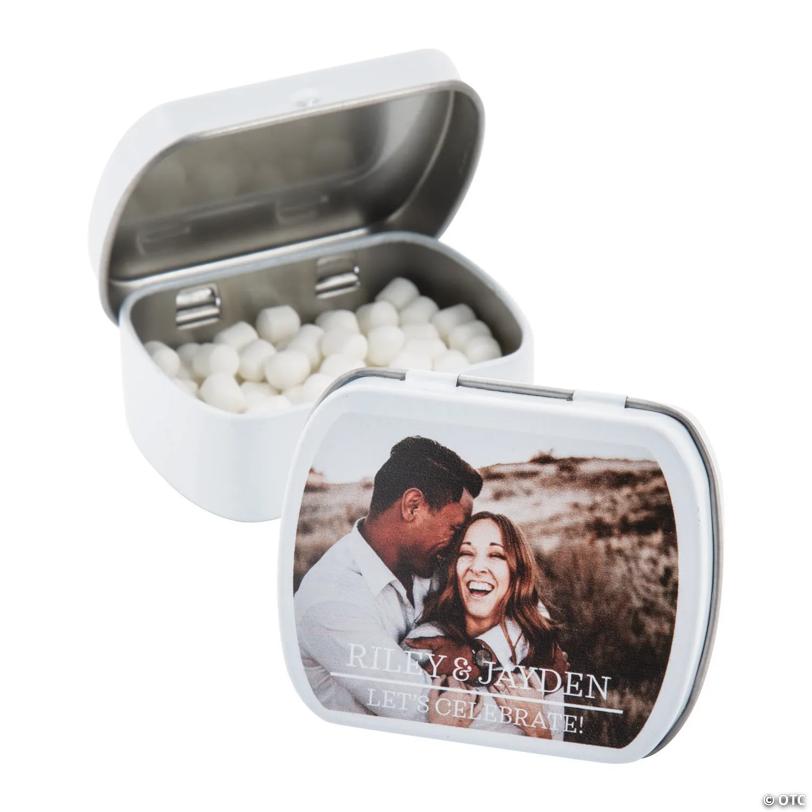 2 1/2" Custom Photo Classic Mint Candy Tin Favors - 24 Pc. | USA Decoration®
