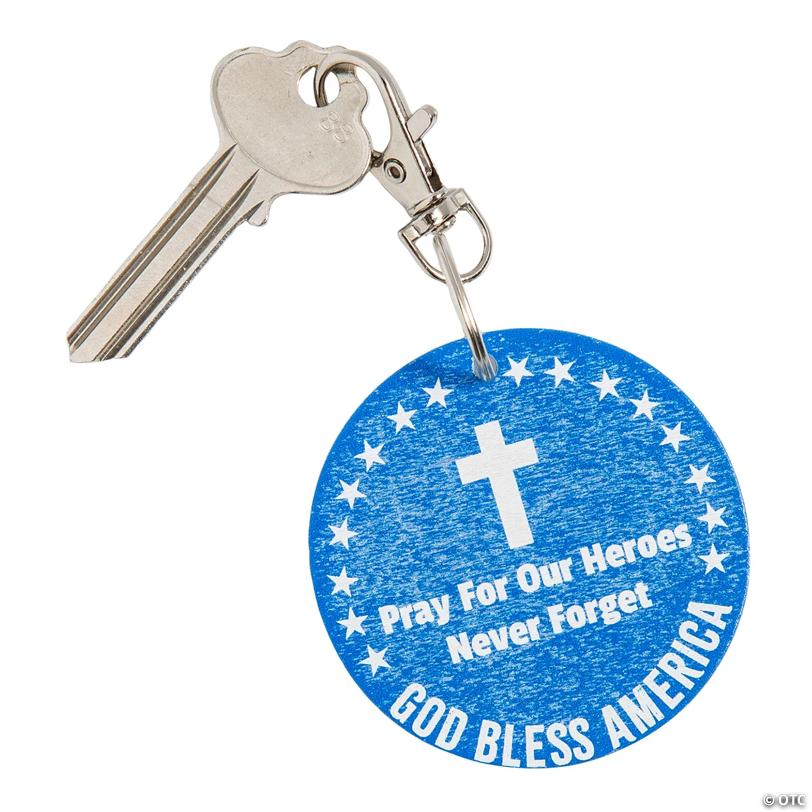 2 1/2" Personalized Patriotic Religious God Bless America Keychains - 24 Pc.