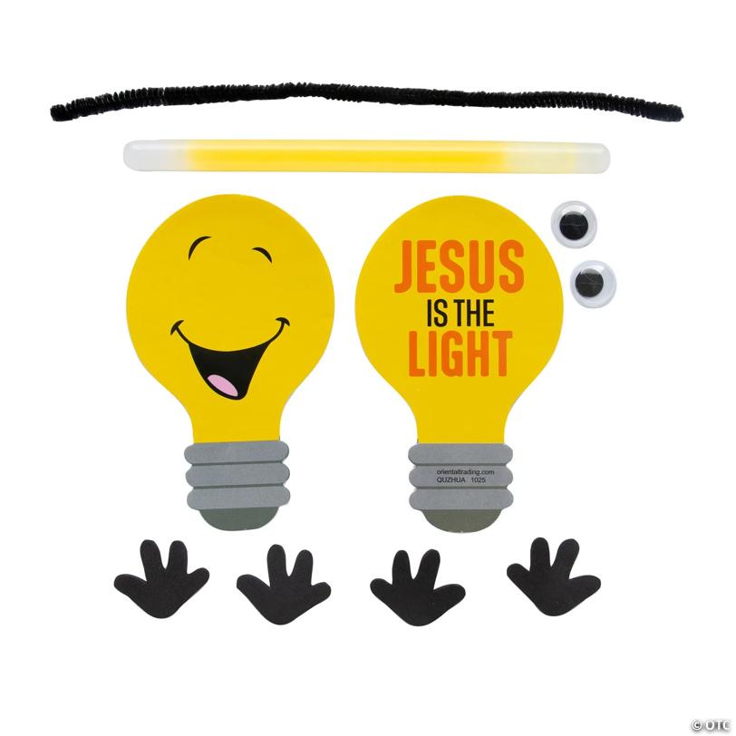 2 1/2" x 6 1/2" Jesus Is the Light VBS Lightbulb Glow Stick Craft Kit - Makes 12