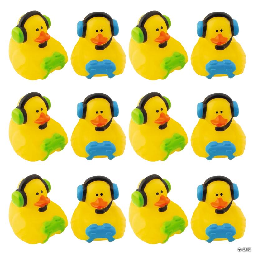 2 1/4" Gamer Vinyl Rubber Ducks with Controllers & Headsets - 12 Pc.