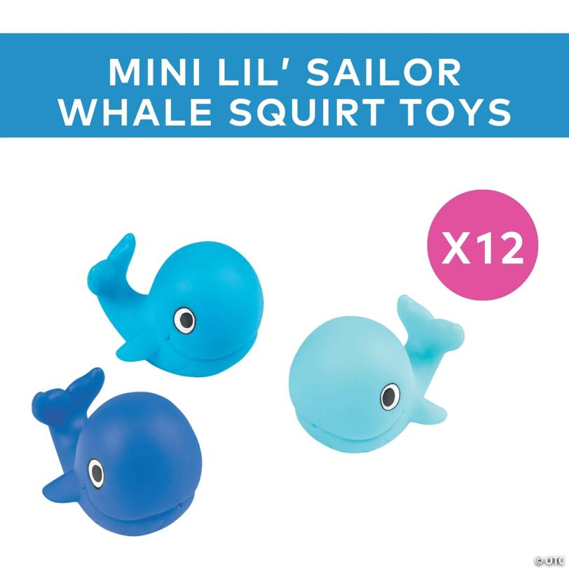 2 1/4" Mini Lil' Sailor Blue Whale Vinyl Squirt Toys - 12 Pc.