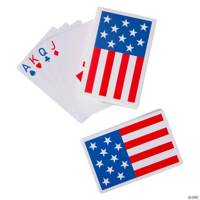 2 1/4" x 3 1/2" Patriotic Red, White & Blue Flag Playing Cards - 12 Pc.