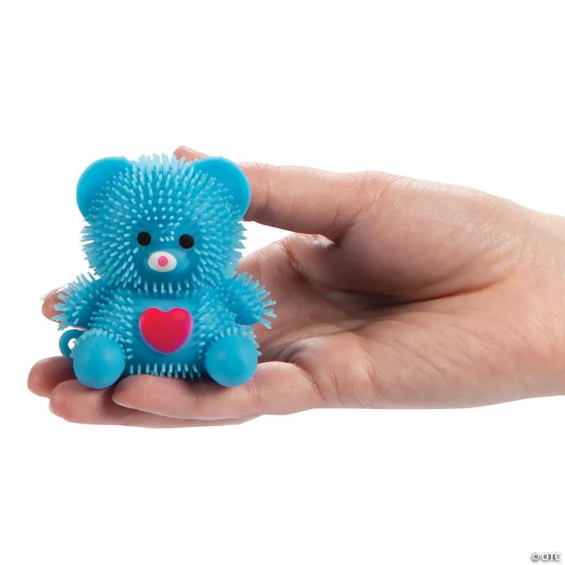 2 3/4" Bright Multicolored Light-Up Vinyl Bears with Hearts - 12 Pc.