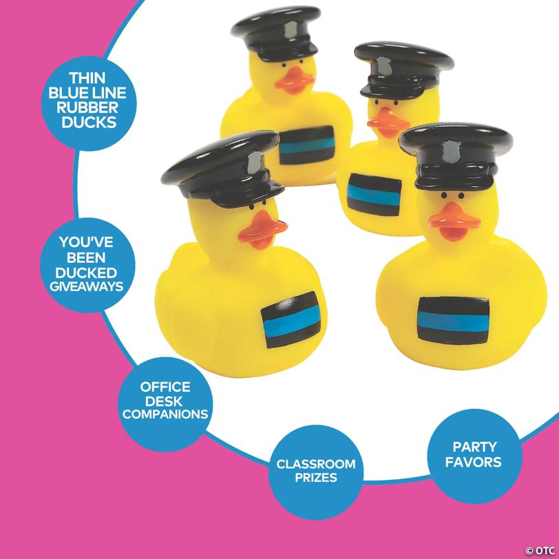 2" Bulk 120 Pc. Thin Blue Line Police Officer Yellow Rubber Ducks