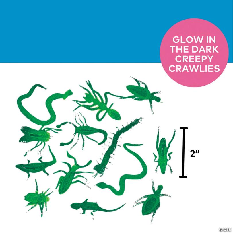 2" Bulk 144 Pc. Mini Glow-in-the-Dark Creepy Crawly Vinyl Bugs