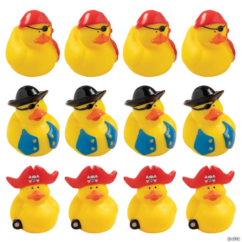 2" Classic Jolly Pirate Yellow Rubber Ducks - 12 Pc.