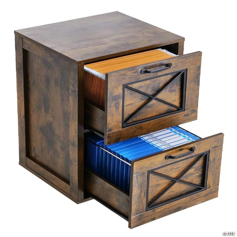 2 Drawer File Cabinet Vertical Filing Cabinet for Home Office Honey Brown