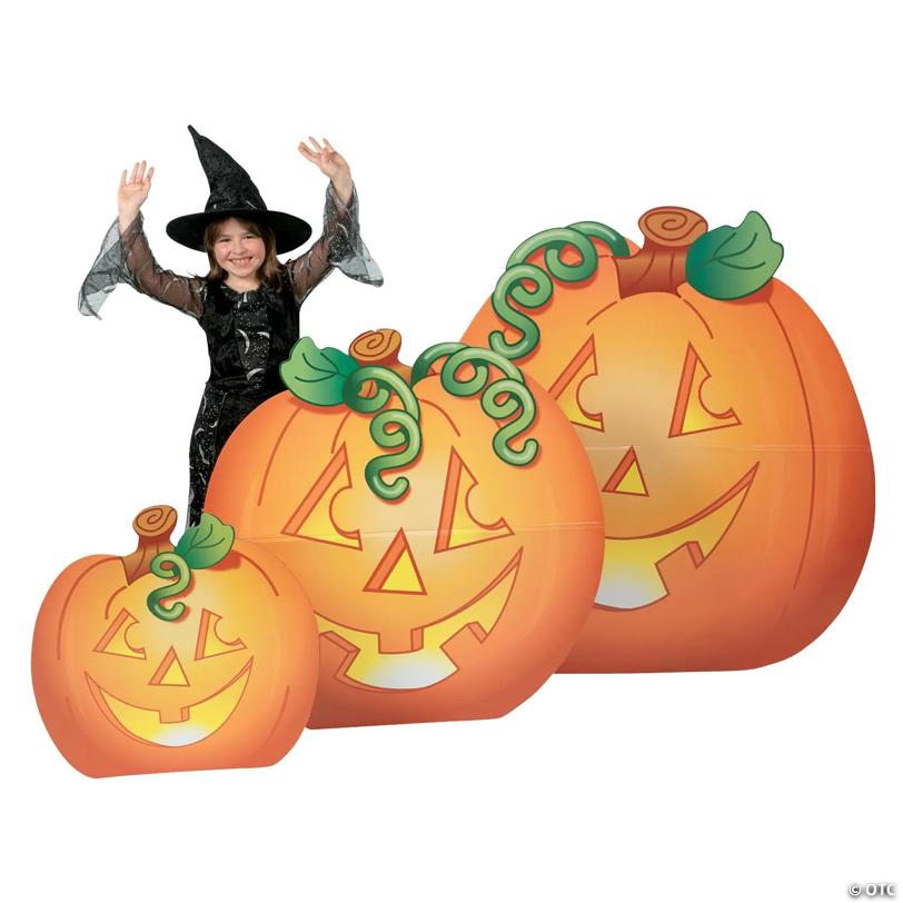 2 Ft. - 45 1/2" Jack-O-Lantern Cardboard Cutout Stand-Ups Halloween Decorations - 3 Pc.