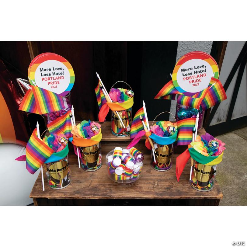 2" Mini Rainbow-Striped Plastic Bubble Bottles with Wand - 24 Pc.