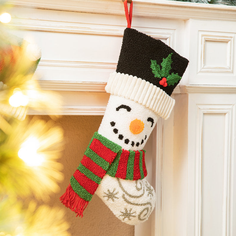 2 Pieces of Christmas Snowman &Santa Stocking