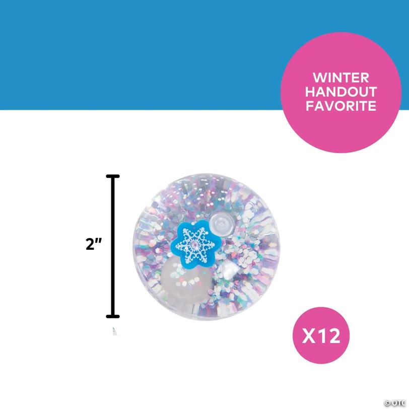 2" Winter Glitter-Filled Clear Rubber Bouncy Balls - 12 Pc.
