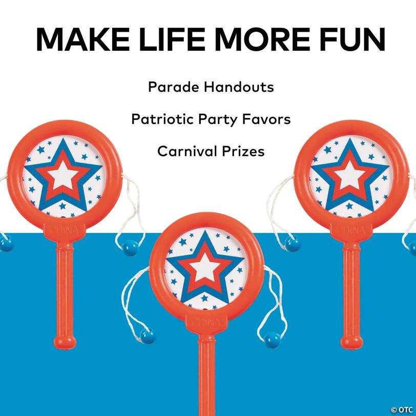 2" x 4" Mini Patriotic Plastic Spin Drums - 12 Pc.