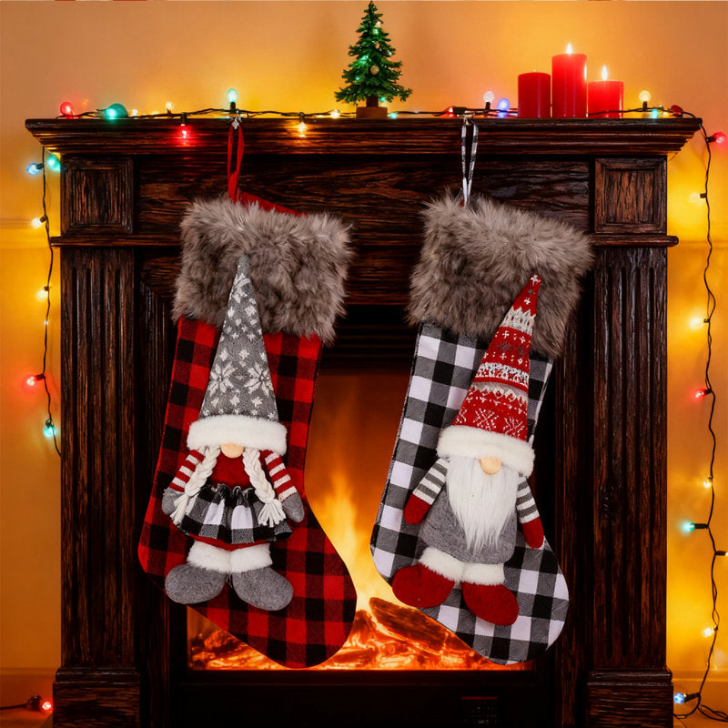 2pcs 18.9 "Christmas Stockings Classic Large Stockings Dwarf Doll, Christmas Figure Family Holiday Christmas Party Decoration, For Party Decoration Family Friends Holiday Decoration Christmas Party Tree Fireplace Art Decor Supply