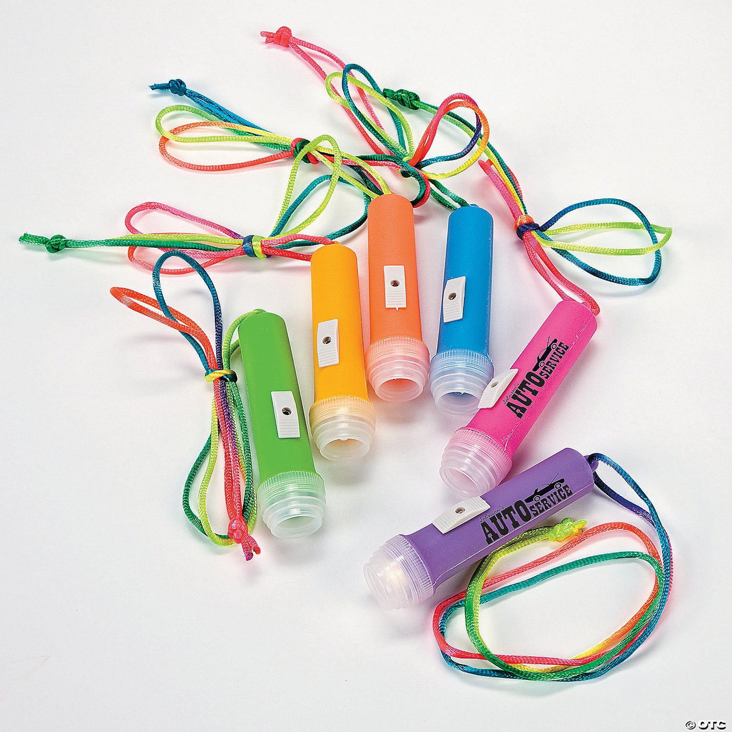 3 1/2" Mini Brightly Colored Flashlights on a Multicolor Rope - 12 Pc. | USA Decoration®