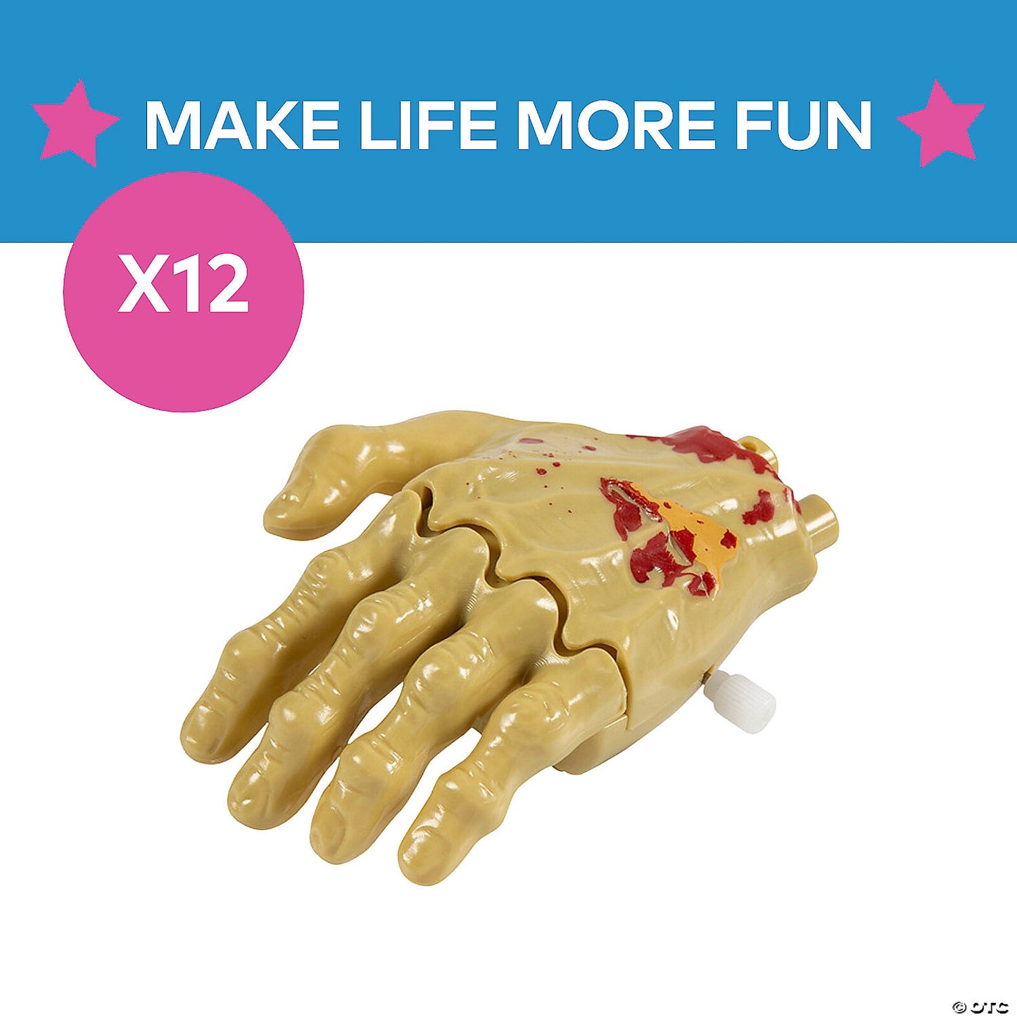 3 1/2" x 2 3/4" Wind-Up Moving Plastic Zombie Hands - 12 Pc. | USA Decoration®