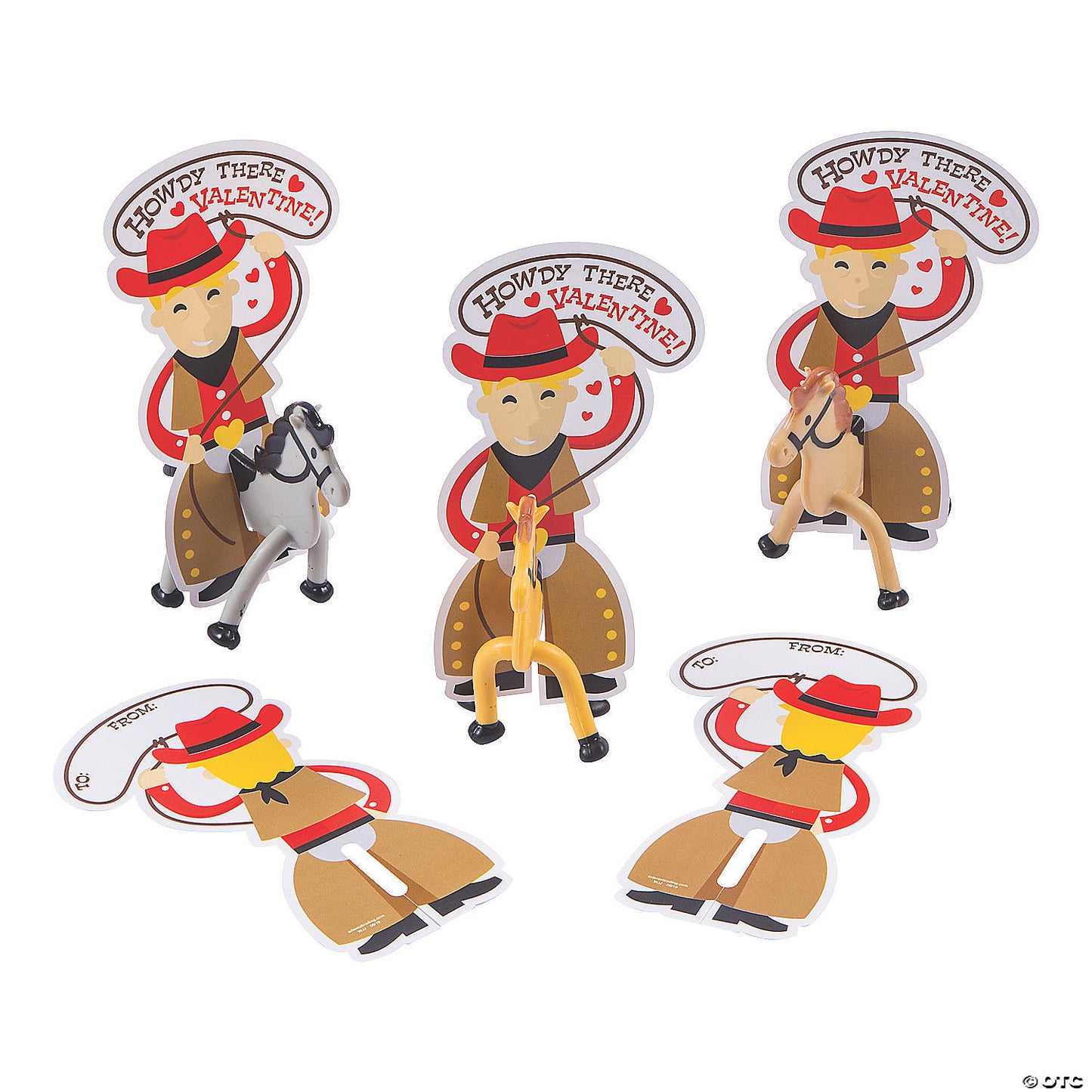 3 3/4" x 4" Horse Bendables Valentine Exchanges with Cowboy Card for 24 | USA Decoration®