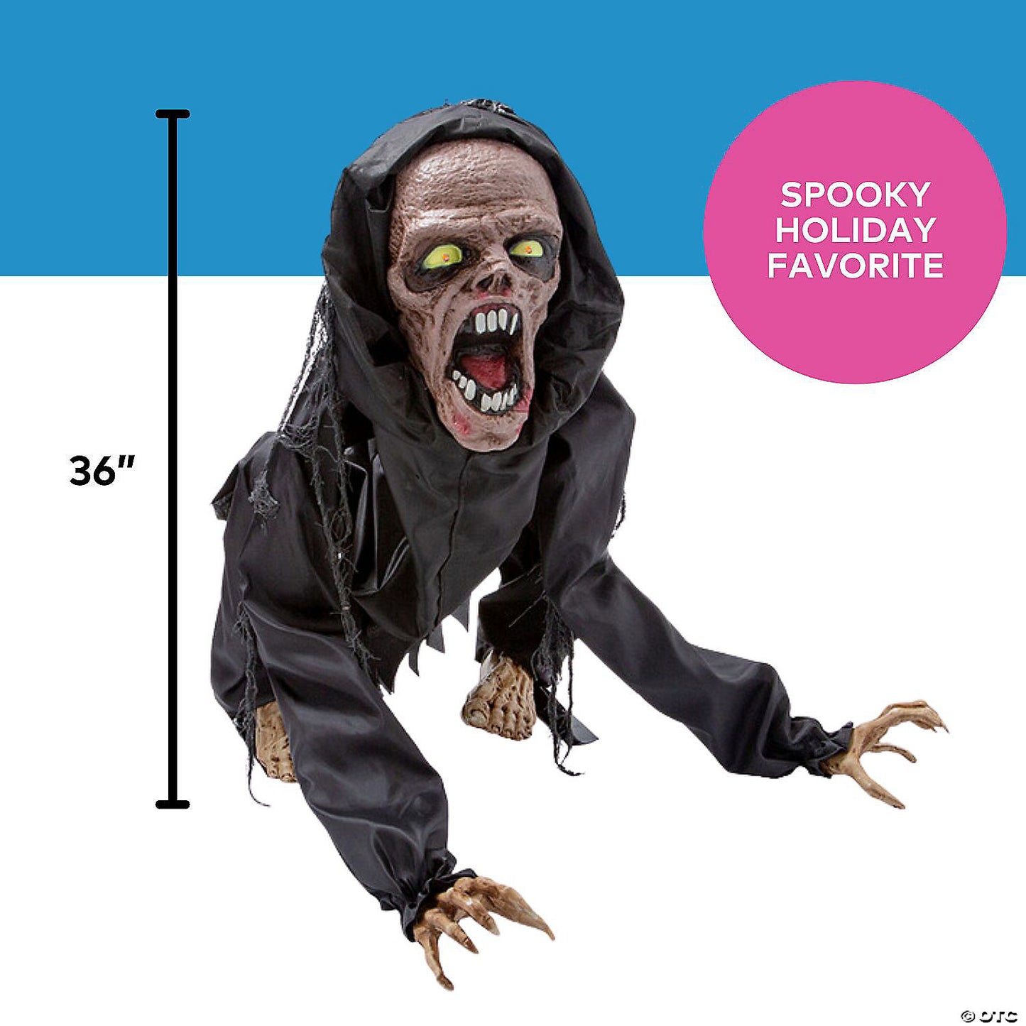 3 Ft. Animated Creepy Squatting Reaper Polyester Halloween Decoration | USA Decoration®