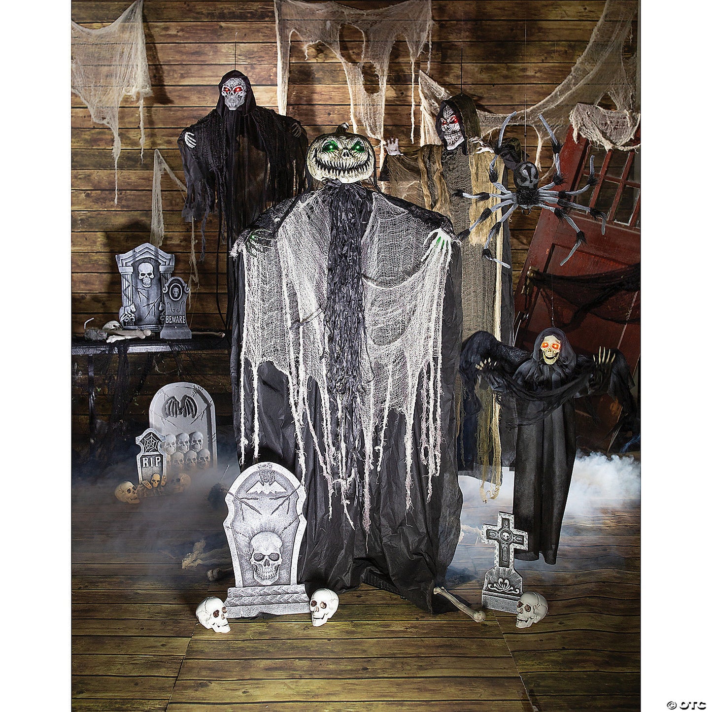 3 Ft. Hanging Grim Reaper with Wings Animated Prop Halloween Decoration | USA Decoration®