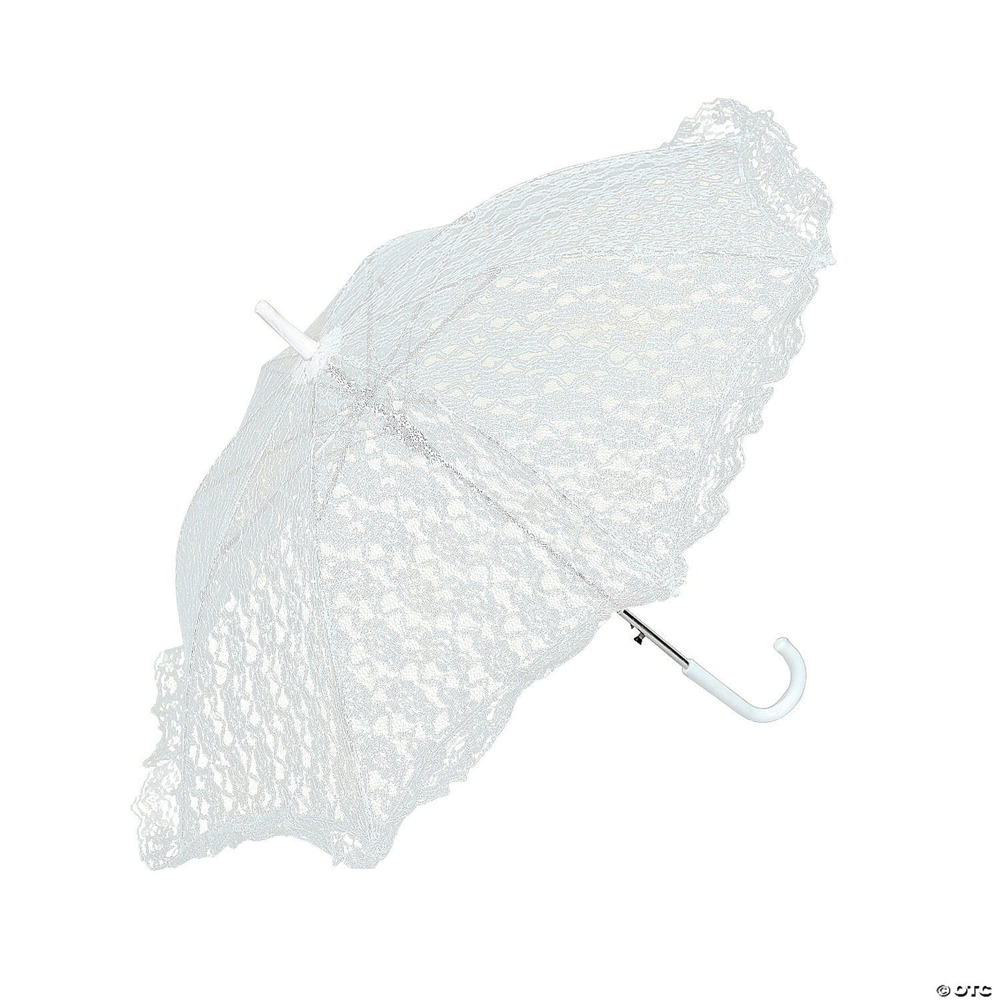 30" White Polyester Lace with Plastic Handle Parasol | USA Decoration®