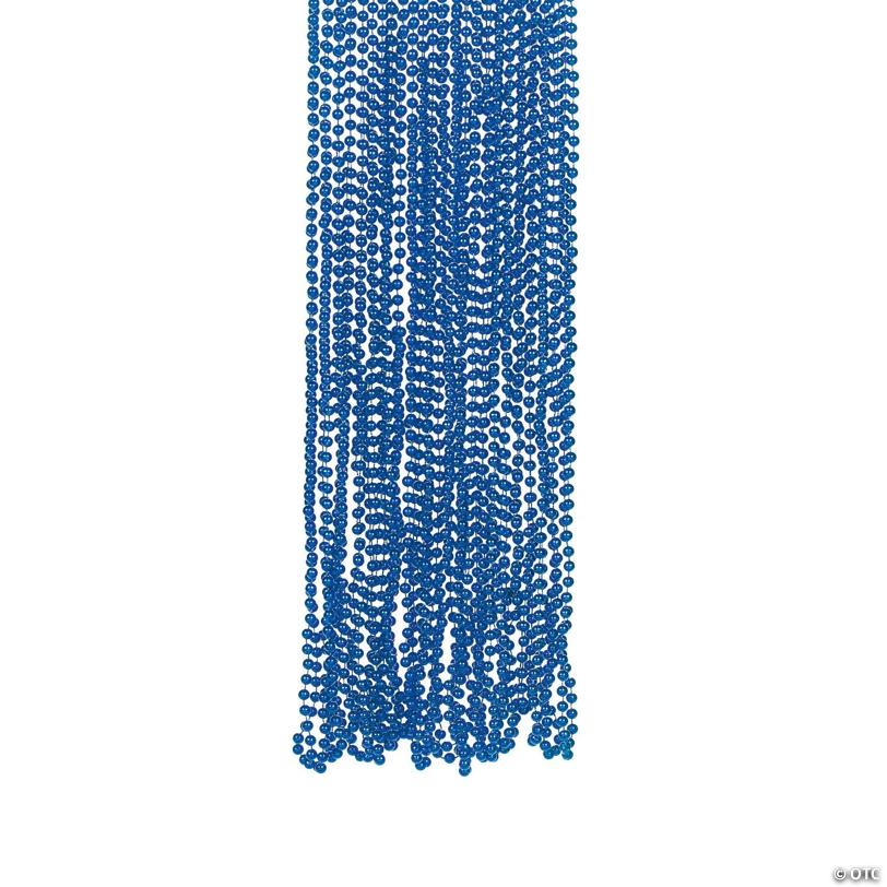 30" Bulk 48 Pc. Blue Metallic Plastic Bead Necklaces | USA Decoration®