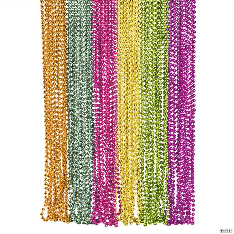 30" Bulk 48 Pc. Metallic Neon Bead Necklace Assortment