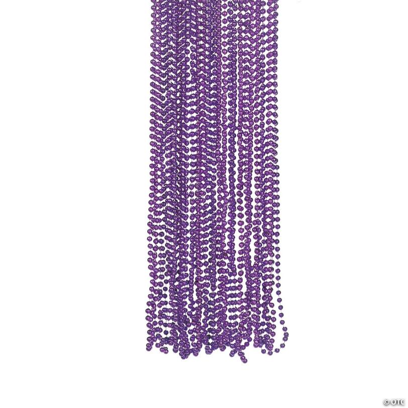 30" Bulk 48 Pc. Metallic Purple Plastic Bead Breakaway Necklaces | USA Decoration®