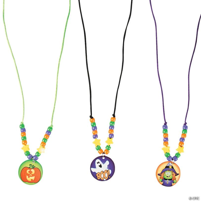 30" Bulk Halloween Beaded Pendant Necklace Craft Kit - Makes 50