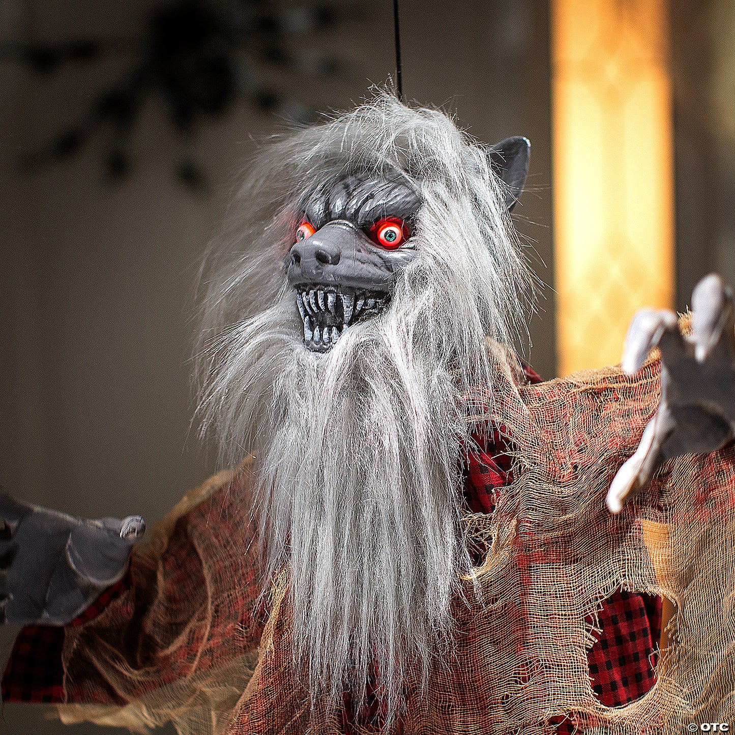 31 1/2" x 47 1/4" Hanging Tattered Werewolf Animated Prop Halloween Decoration | USA Decoration®