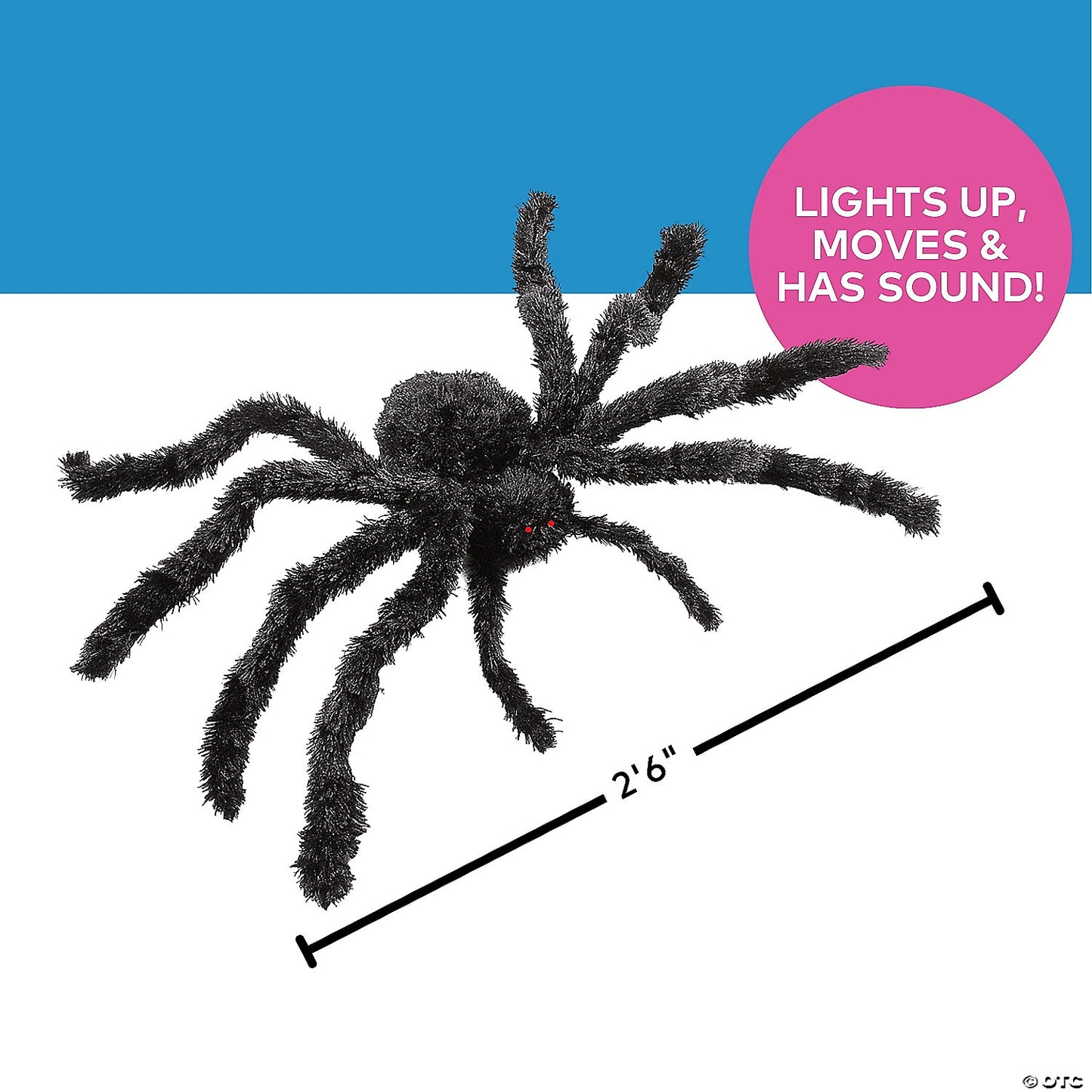 31 1/2" x 7 3/4" Light-Up Walking Fuzzy Spider Animated Prop Halloween Decoration | USA Decoration®
