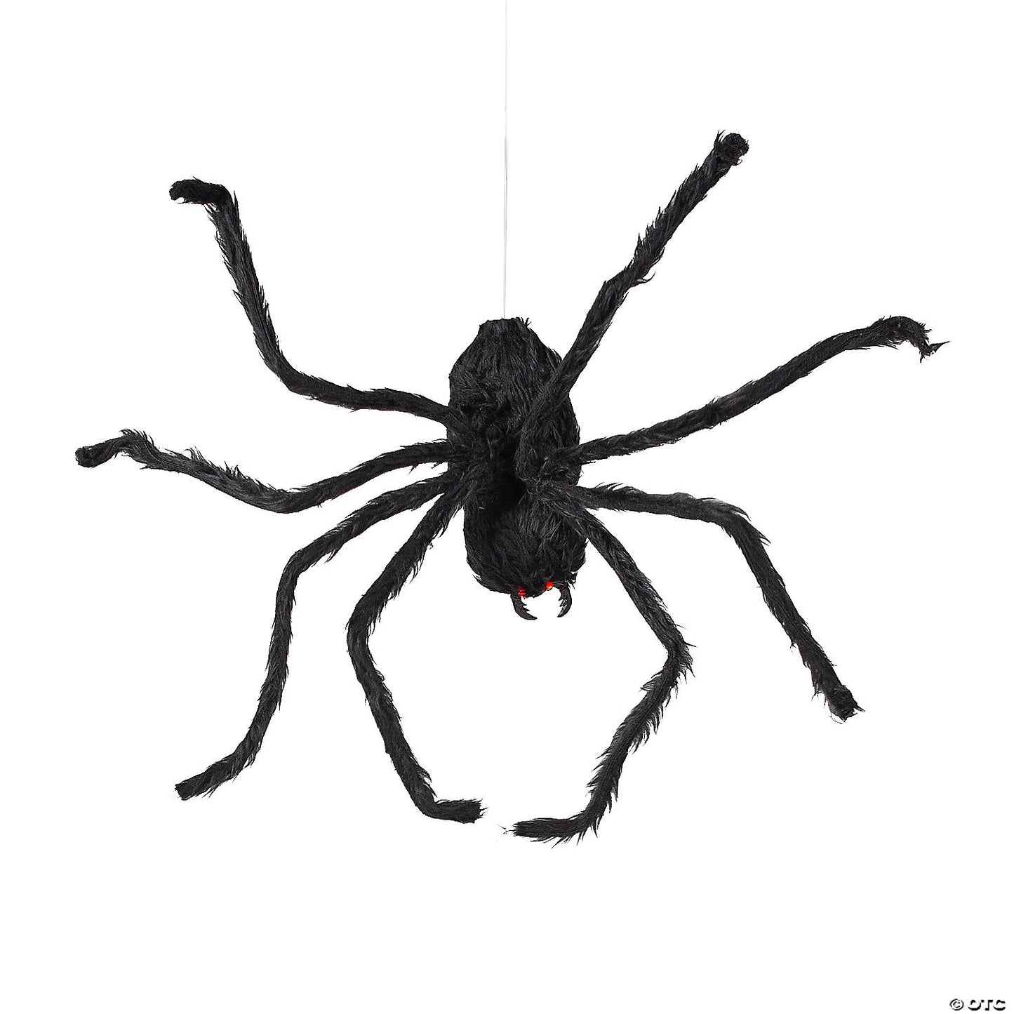 31 1/2" x 8 1/4" Hanging Hairy Black Spider Animated Prop Halloween Decoration | USA Decoration®