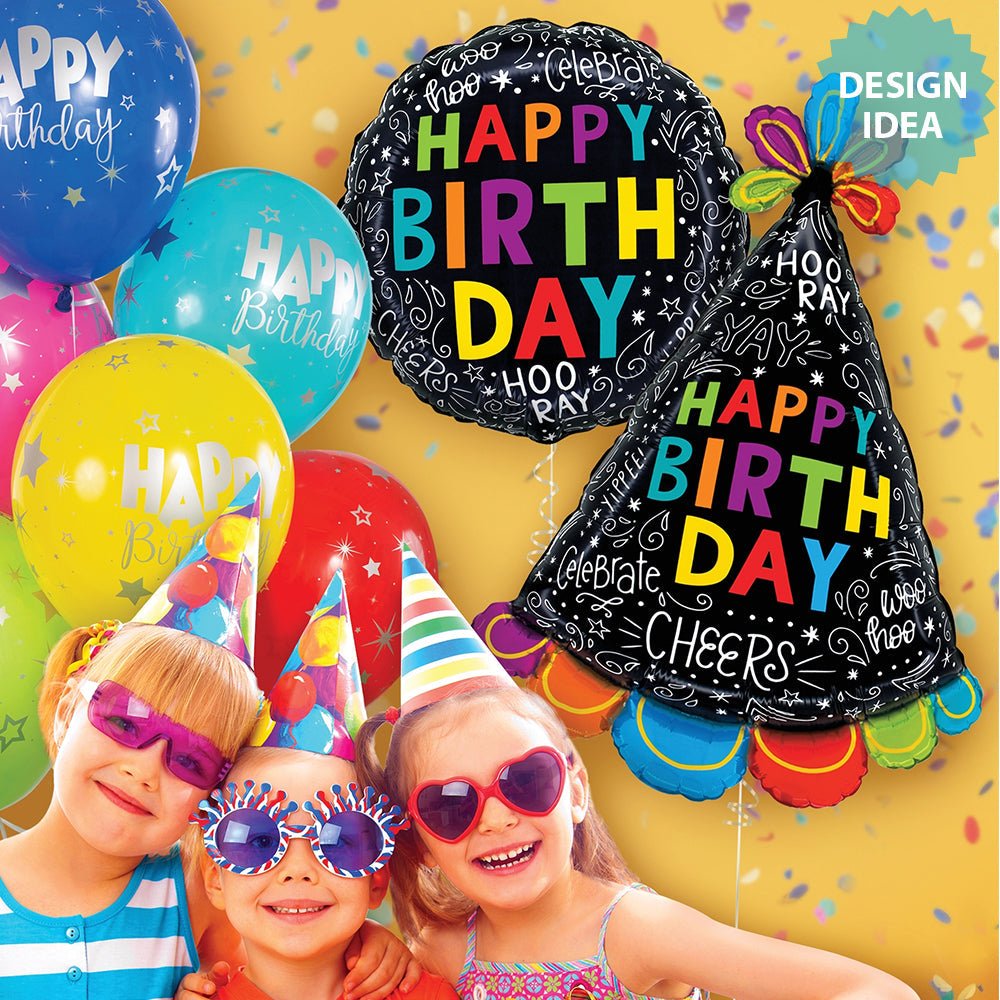 Birthday Hat Doodles Foil Balloon