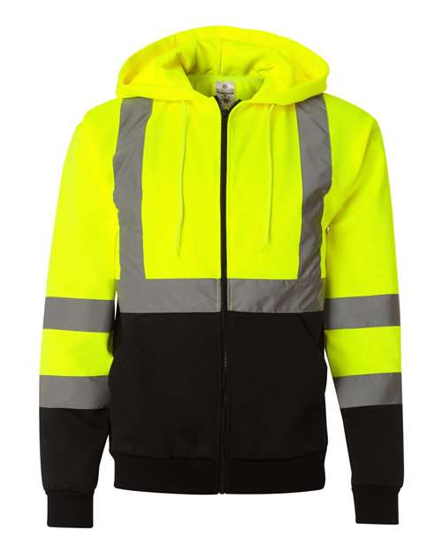 Hi-Vis Full-Zip Hooded Sweatshirt | USA Decoration