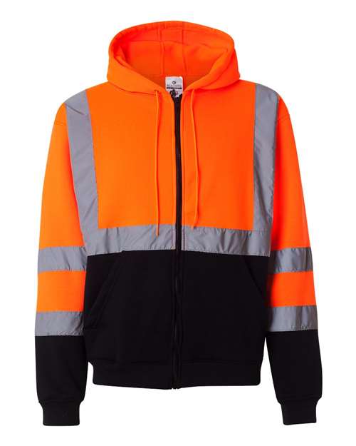 Hi-Vis Full-Zip Hooded Sweatshirt | USA Decoration