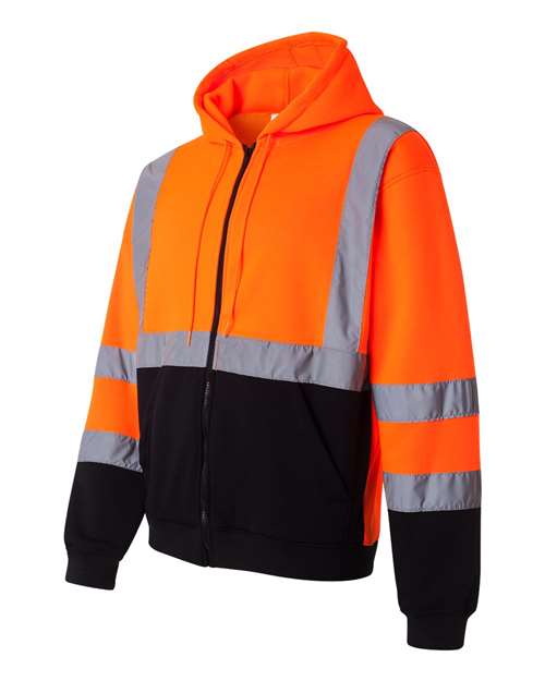 Hi-Vis Full-Zip Hooded Sweatshirt | USA Decoration