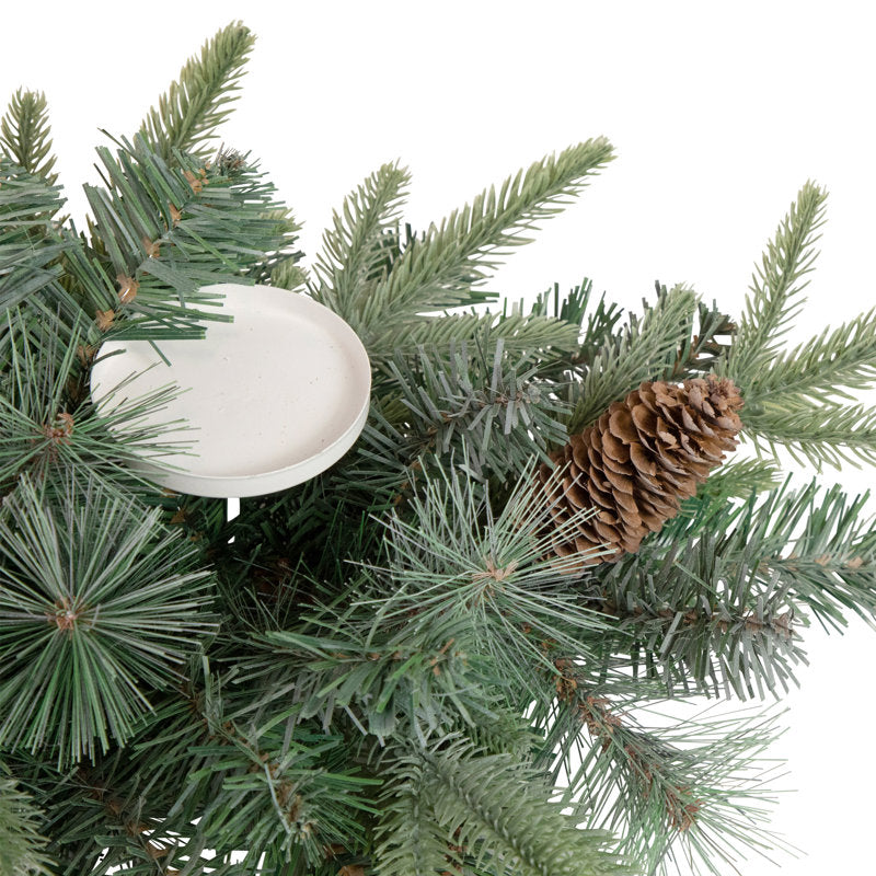 32" Artificial Mixed Pine and Pine Cones Christmas Candle Holder Centerpiece