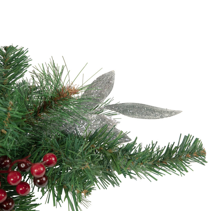 32" Frosted Pine Cone and Berries Artificial Christmas Candle Holder Centerpiece