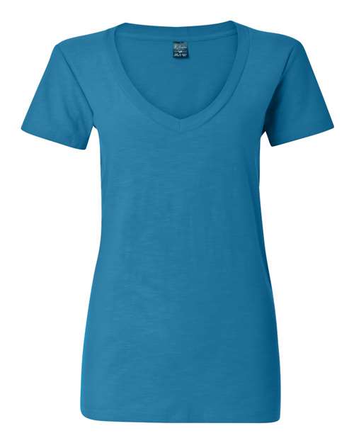 Women's V-Neck Slub T-Shirt | USA Decoration