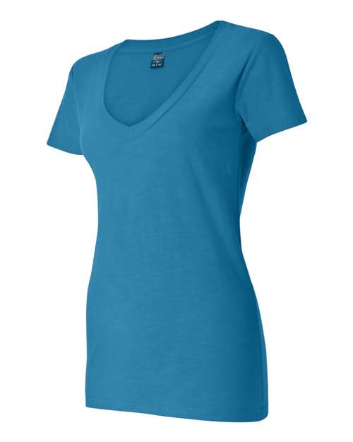 Women's V-Neck Slub T-Shirt | USA Decoration