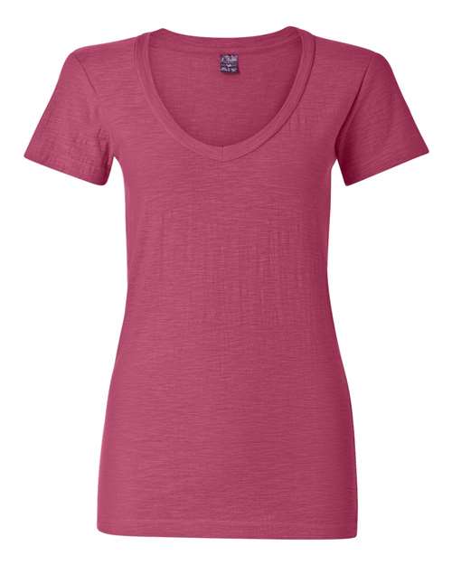 Women's V-Neck Slub T-Shirt | USA Decoration