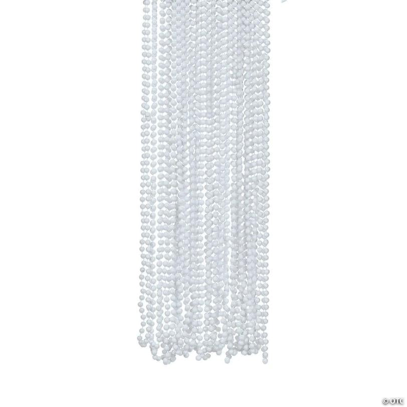 33" Bulk 48 Pc. White Glossy Plastic Bead Necklaces | USA Decoration®