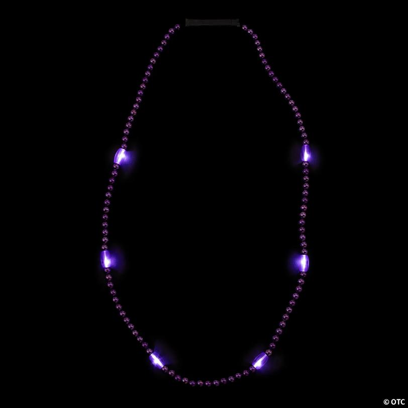 33" Purple Light-Up LED Plastic Beaded Breakaway Necklaces – 6 Pc.
