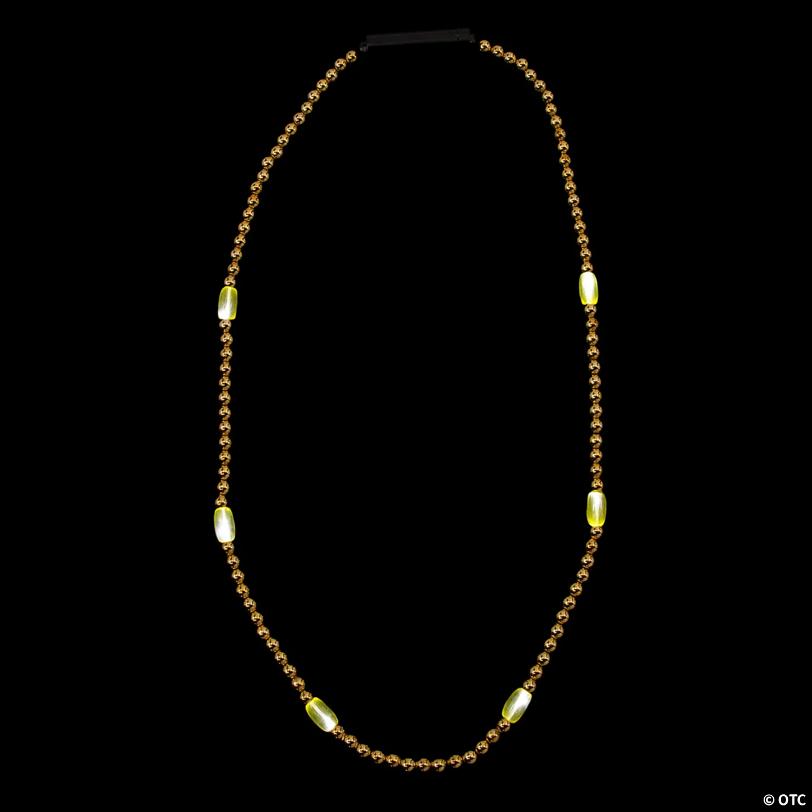 33" Yellow Light-Up LED Plastic Beaded Necklaces – 6 Pc.