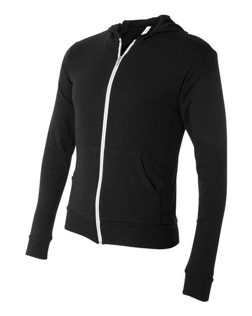 Triblend Lightweight Full-Zip Hooded Long Sleeve Tee | USA Decoration