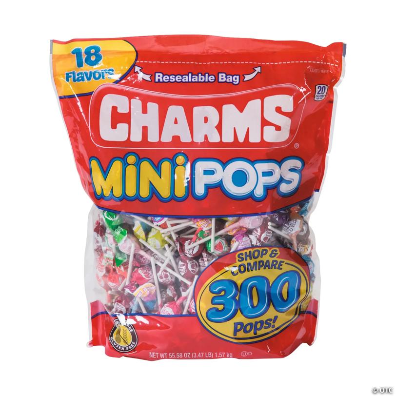 3/4" Bulk 300 Pc. Multicolored Fruit-Flavored Charms Mini Pops