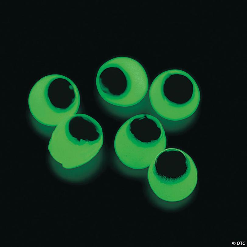 3/4" Bulk 48 Pc. Mini Gross Glow-in-the-Dark Vinyl Sticky Eyes