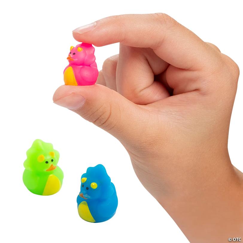 3/4" Micro Brightly Colored Dinosaur Rubber Ducks - 24 Pc.