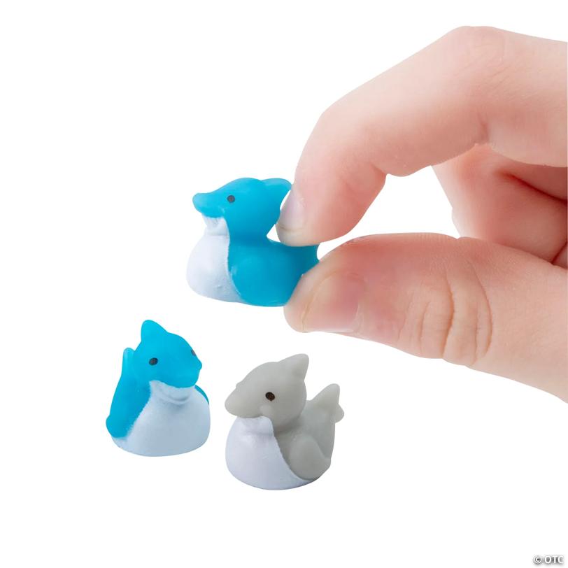 3/4" Micro Multicolor Shark Rubber Ducks – 24 Pc.